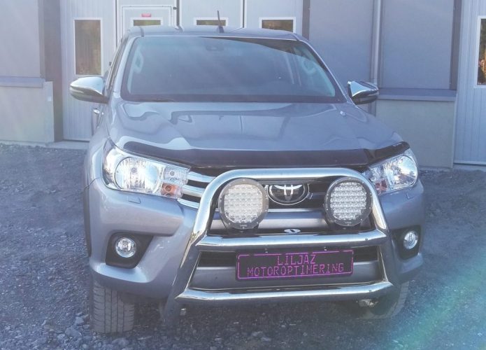 Eco-optimering på en 2018 års Toyota Hilux. Original: 150 hk 343Nm Efter vår optimering: 185 hk 420Nm
